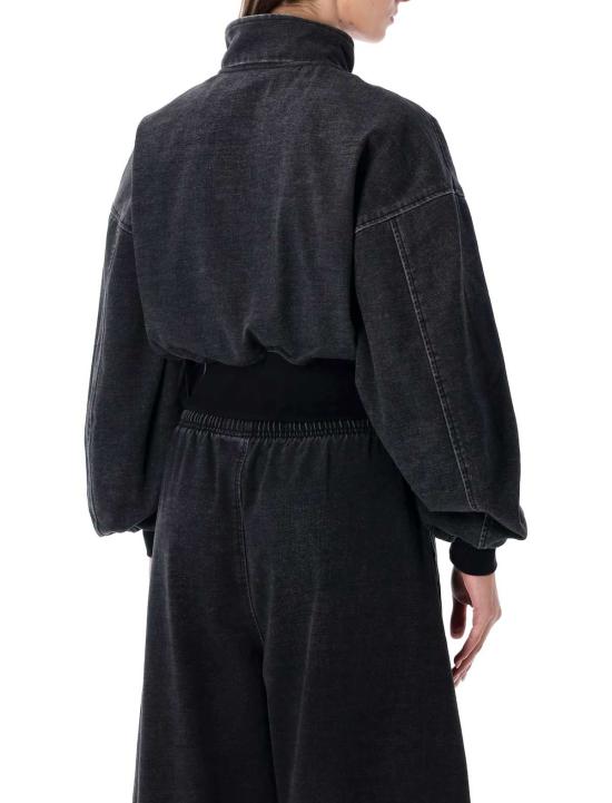  알렉산더 왕 데님 자켓 블랙 데님 퍼널넥 재킷 (페이드 블랙) - ALEXANDER WANG