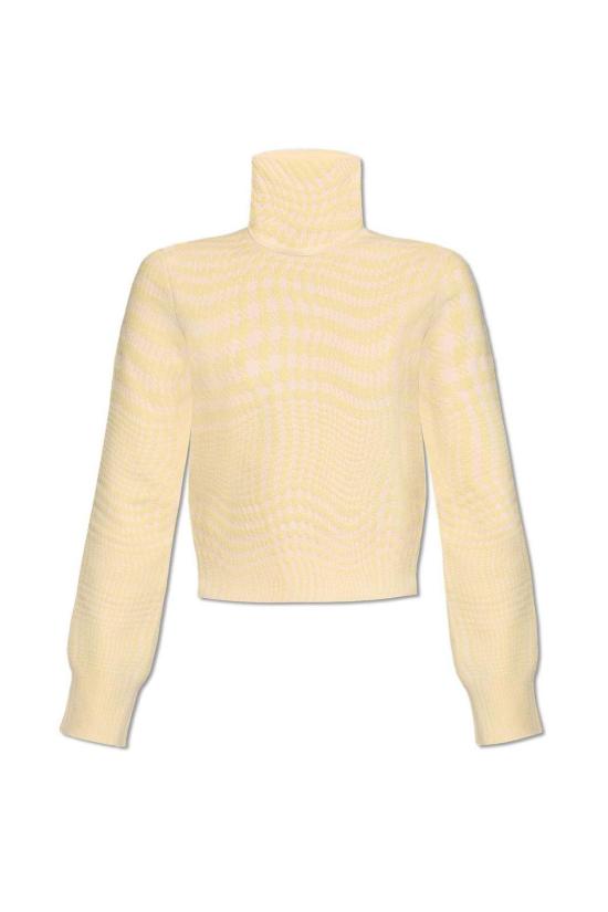  버버리 터틀넥 워프드 하운드투스 자카드 하이넥 스웨터 카메오 Ip 패턴