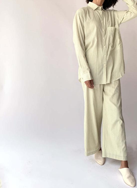  Seek Collective 스트레이트 팬츠 소설 바지 말차 스트라이프 - OTHER BRANDS