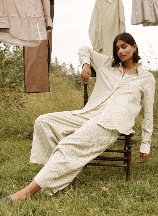  Seek Collective 스트레이트 팬츠 소설 바지 말차 스트라이프 - OTHER BRANDS