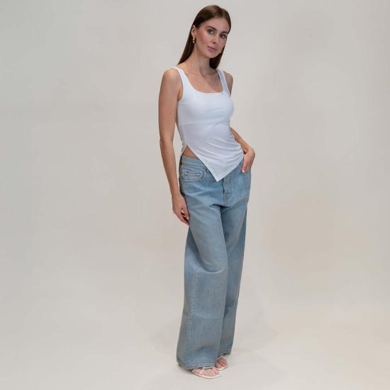  Determ; 민소매 티셔츠 콜라겐 비대칭 측면 슬릿 상단 결정 - OTHER BRANDS