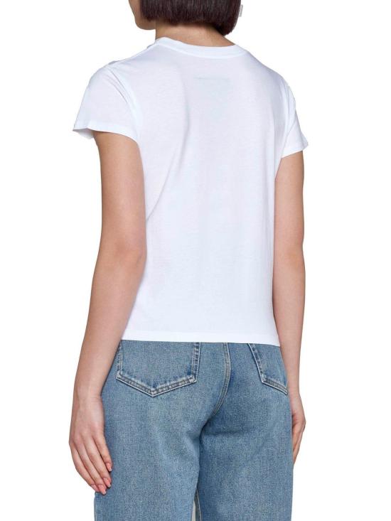  MM6 메종마르지엘라 반팔 티셔츠 Mm6 메종 마르지엘라 로고 패치 크루넥 티셔츠 화이트 - MM6 MAISON MARGIELA