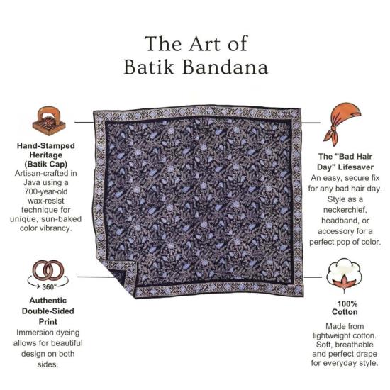  카시 코옵 머플러/스카프 Kasih Coop 와일드 래그 바틱 반다나 나뭇잎 39" - KASIH COOP