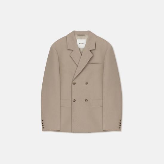  나누슈카 수트 자켓 디안테 박시 로우 실크 블레이저 샌드 그레이 - NANUSHKA