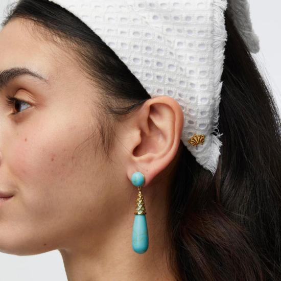  레레 사도히 이어링 르 르 사도기 골드 케이지 드롭  터쿼이즈 - LELE SADOUGHI