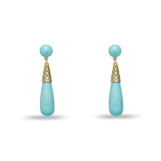  레레 사도히 이어링 르 르 사도기 골드 케이지 드롭  터쿼이즈