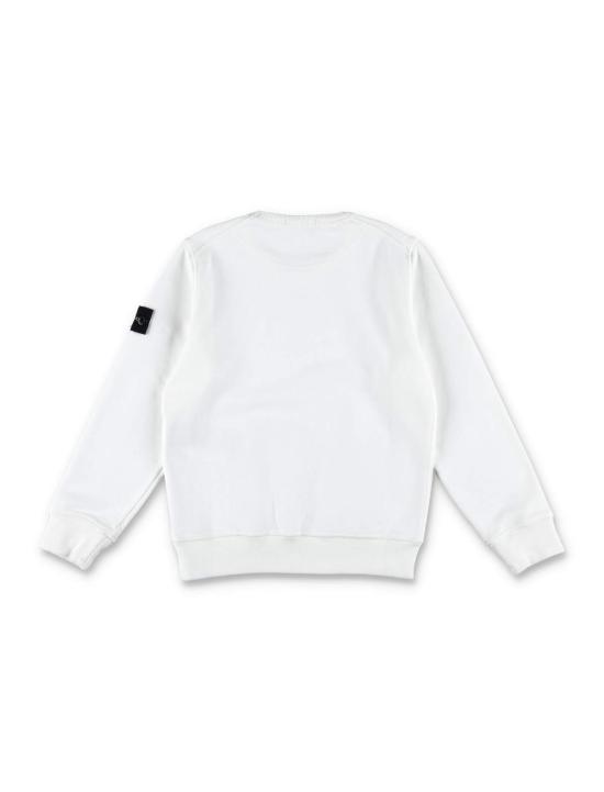  [키즈] 스톤 아일랜드 풀오버 키즈 크루넥 베이직 플리스 스웨트셔츠 화이트 - STONE ISLAND