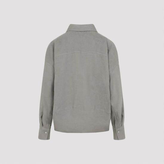  브루넬로 쿠치넬리 블라우스 Brunello Cucinelli 린넨  카키 - BRUNELLO CUCINELLI