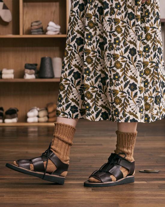  Yahae 양말 야하에 유기농 면 로우 게이지  브라운 - OTHER BRANDS