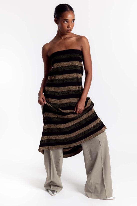  가니 롱 스커트 미니 골지 메리노 맥시 스커트 멀티컬러 - GANNI