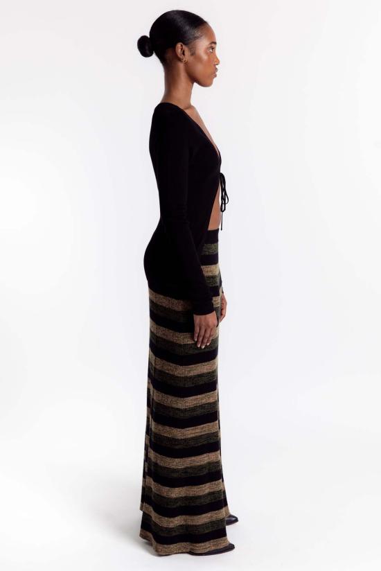  가니 롱 스커트 미니 골지 메리노 맥시 스커트 멀티컬러 - GANNI