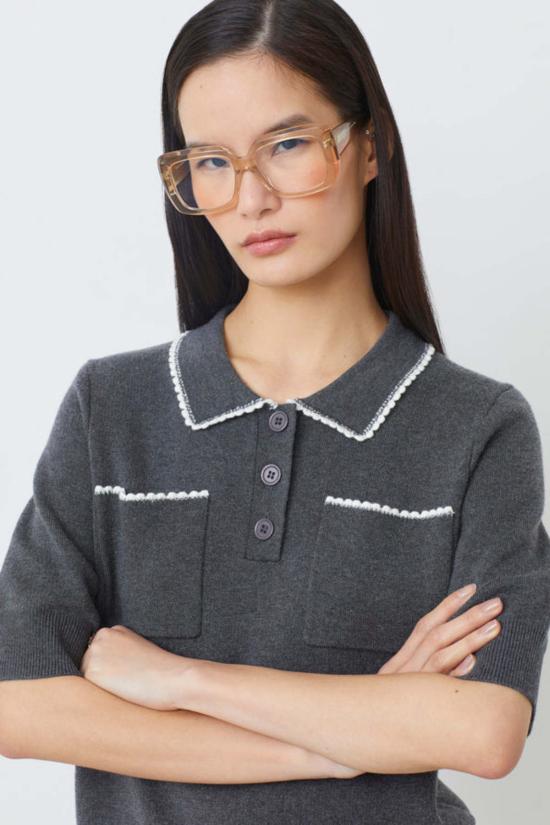  Suncoo 셔츠 선쿠 폴카 칼라 니트 - SUNCOO