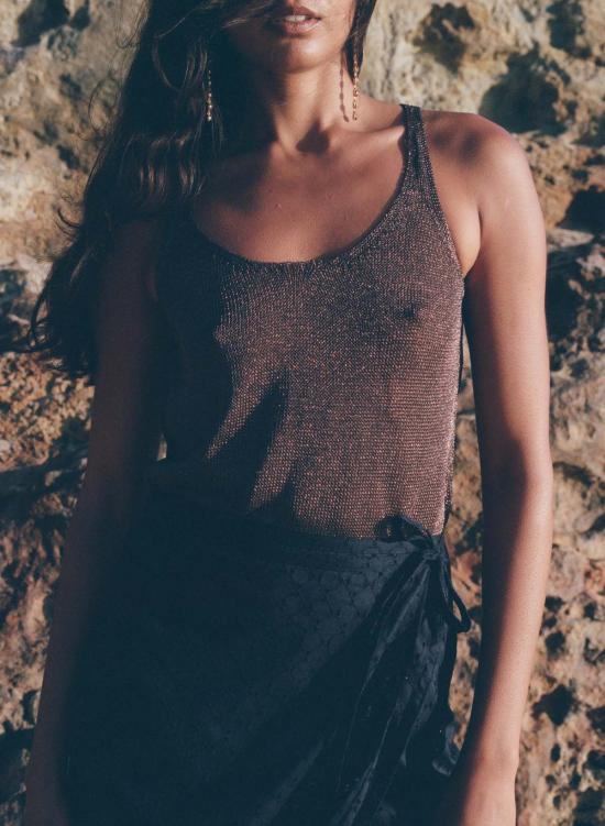  파리 데사이 민소매 티셔츠 지안 메탈릭 탱크 에스프레소 메탈릭 - PARI DESAI