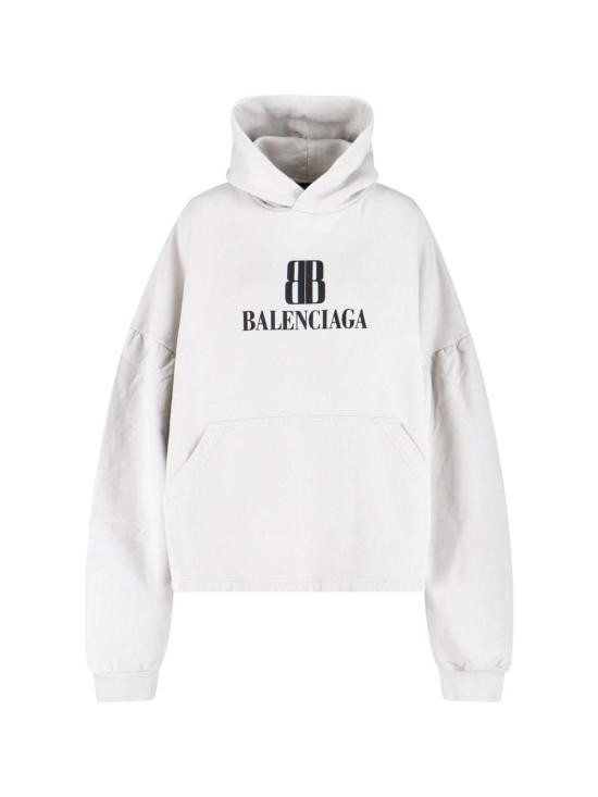  발렌시아가 스웨터 로고 후드티 더티 화이트