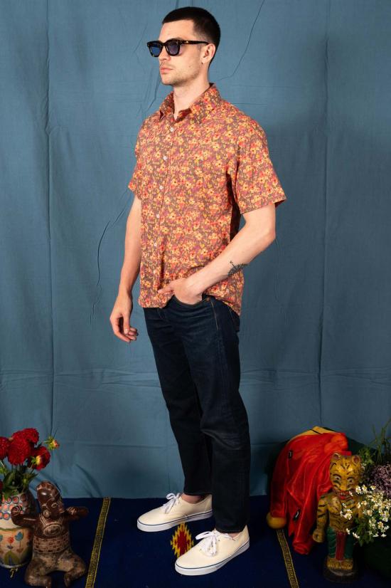  DUSHYANT. 반팔 셔츠 두샨트. 핸드 프린팅 '더 포크' 반팔  파스텔 플로럴 - DUSHYANT