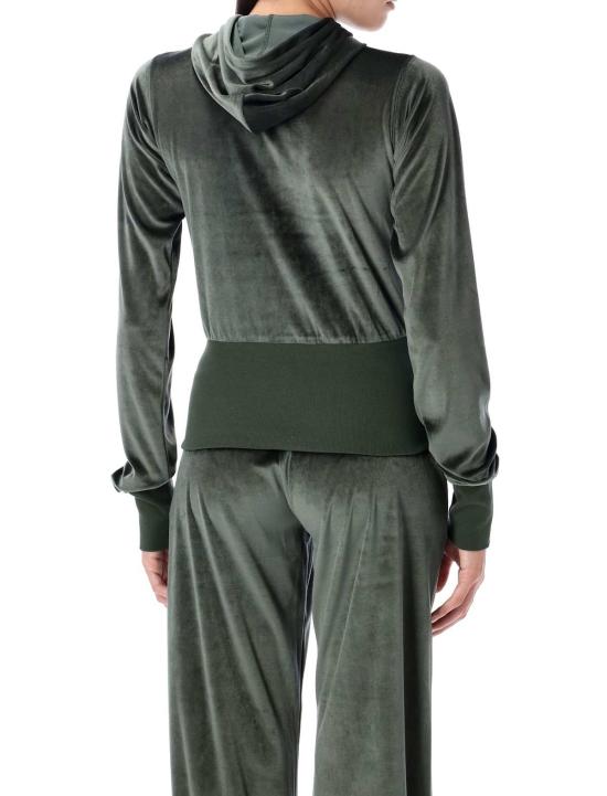  발렌시아가 스웨터 Balenciaga 비스트레치 벨벳 집업 후디 카키 - BALENCIAGA