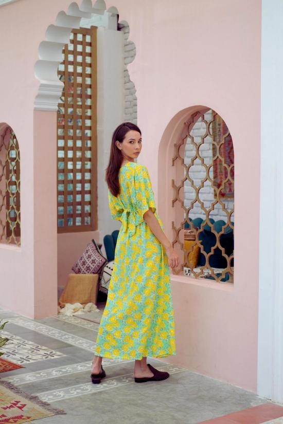  핑크 헤일리 미디 스커트 오브리 플로럴 랩탑과  세트, 옐로우 가든 - PINK HALEY