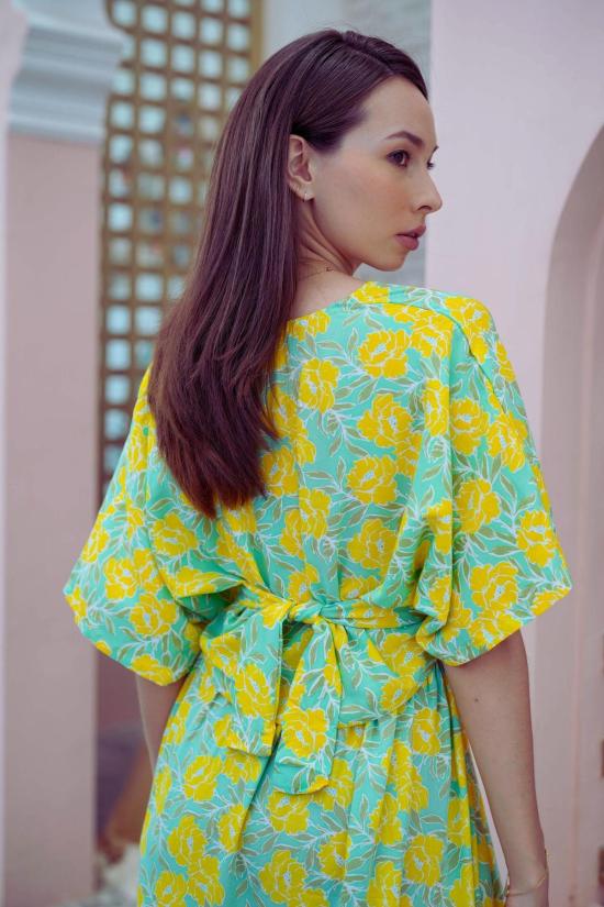  핑크 헤일리 미디 스커트 오브리 플로럴 랩탑과  세트, 옐로우 가든 - PINK HALEY