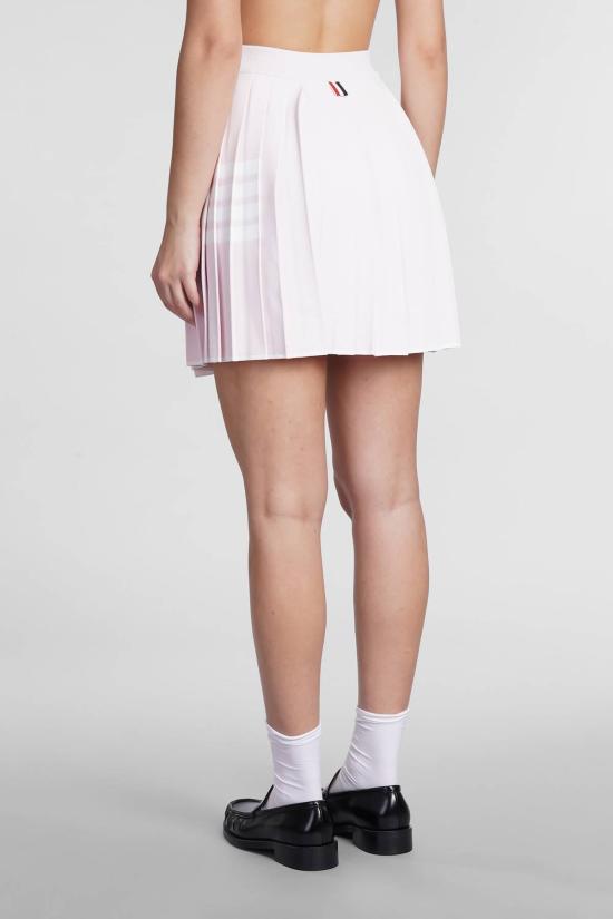  톰브라운 숏 스커트 톰 브라운 파스텔 핑크 비스코스 혼방 미니 스커트 - THOM BROWNE