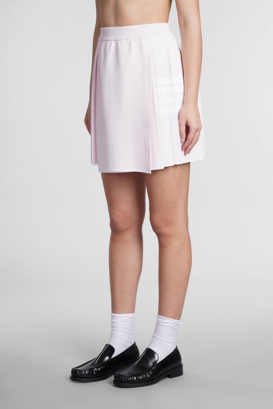  톰브라운 숏 스커트 톰 브라운 파스텔 핑크 비스코스 혼방 미니 스커트 - THOM BROWNE