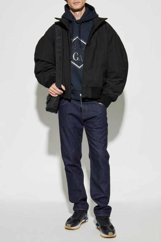  엠포리오 아르마니 긴팔 티셔츠 자수 로고 스웨트셔츠 네이비 - EMPORIO ARMANI