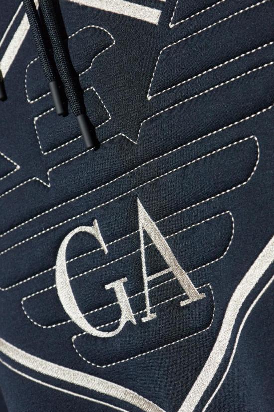  엠포리오 아르마니 긴팔 티셔츠 자수 로고 스웨트셔츠 네이비 - EMPORIO ARMANI