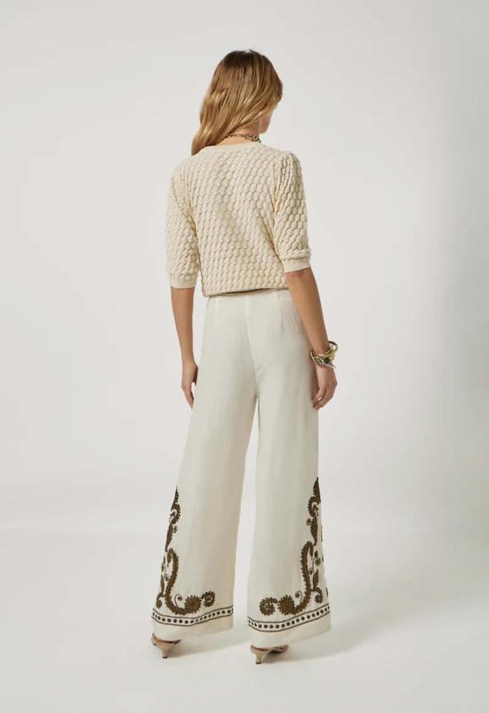  스칼렛 파피스 스트레이트 팬츠 스칼렛 포피스 테일런 트라우저 팬츠 바닐라/올리브 그린 - SCARLETT POPPIES