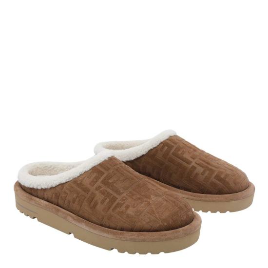  펜디 로퍼 FF 모티프 엠보싱 뮬 브라운 - FENDI