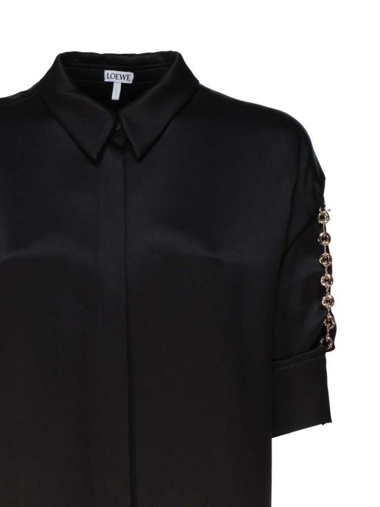  로에베 미디 원피스 블랙 새틴 셔츠 드레스 블랙 - LOEWE