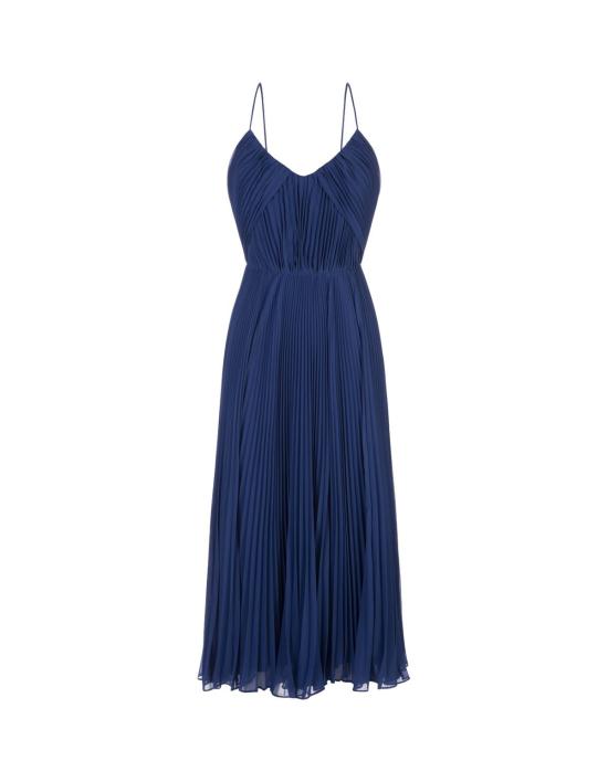  막스마라 미디 원피스 막스 마라 클라리노 플리츠 미디 드레스 블루 - MAX MARA