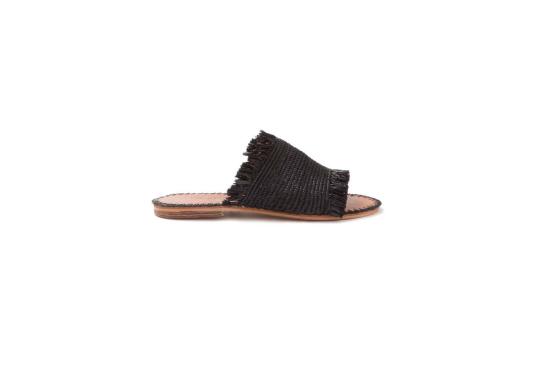  프라우드 메리 풋웨어 뮬/슬리퍼 라피아 프린지 슬라이드 블랙 - PROUD MARY FOOTWEAR