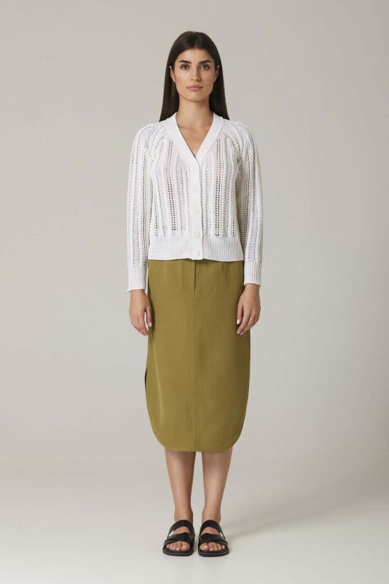  산티클레르 가디건 소리나 케이블 스티치  소프트 화이트 - SANTICLER