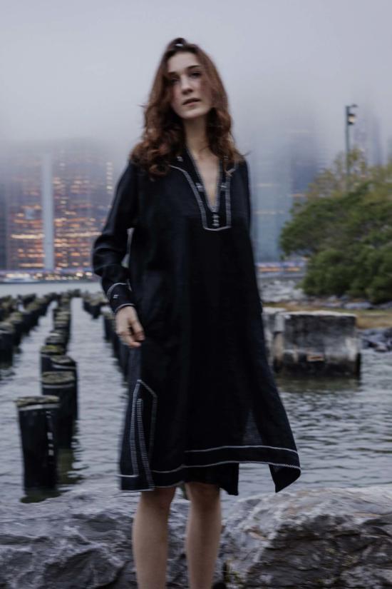  Erica Tanov 숏팬츠 에리카 타노프 레카 린넨 손자수 드레스 블랙 - OTHER BRANDS