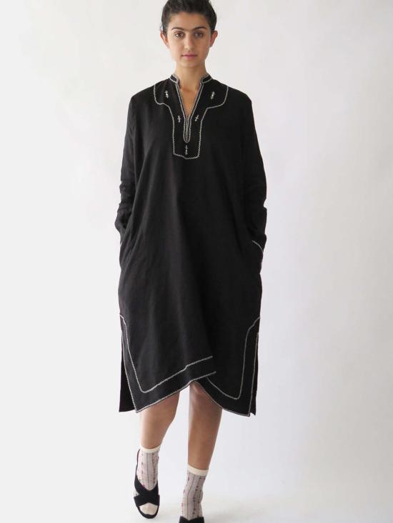  Erica Tanov 숏팬츠 에리카 타노프 레카 린넨 손자수 드레스 블랙 - OTHER BRANDS