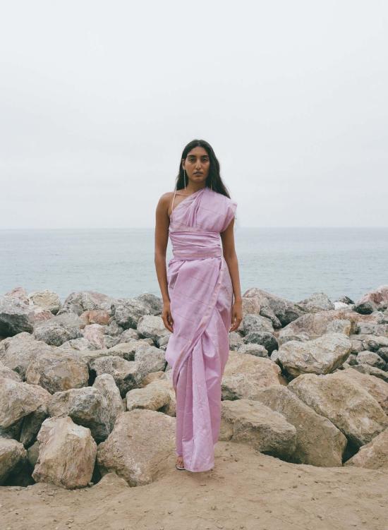  Pari Desai 블라우스 파리 데사이 한정판 우마 실크 사리 아이스드 라일락/골드 - OTHER BRANDS