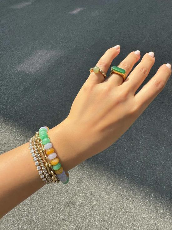  세레 바디 주얼리 세리 라벤더 필드 비즈 옥 팔찌 (라벤더/그린/옐로우) - SEREE