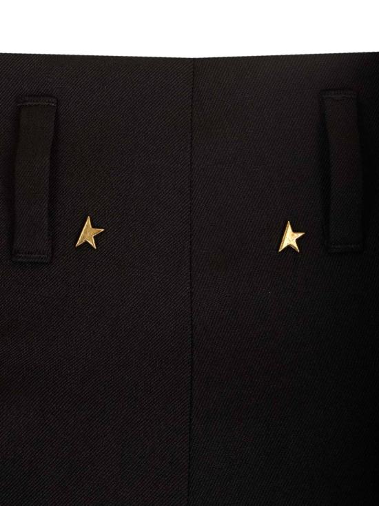  골든구스 스트레이트 팬츠 골든 구스 울 개버딘 와이드 레그 팬츠 블랙 - GOLDEN GOOSE