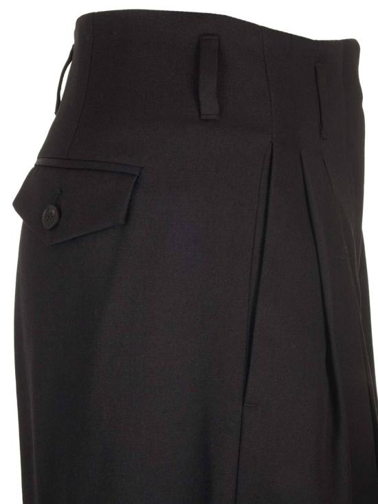  골든구스 스트레이트 팬츠 골든 구스 울 개버딘 와이드 레그 팬츠 블랙 - GOLDEN GOOSE