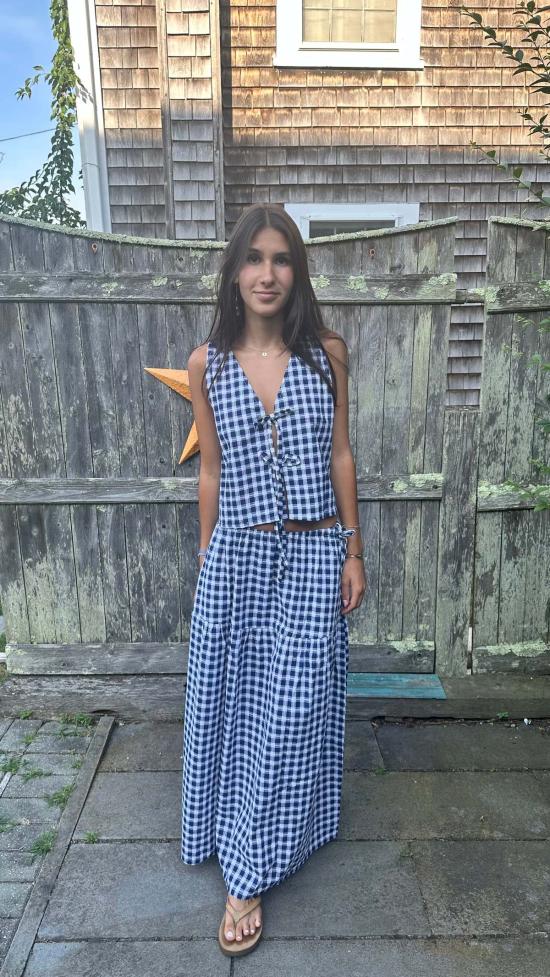  콘라도 미디 스커트 파트리스 미디 체크 스커트 - CONRADO