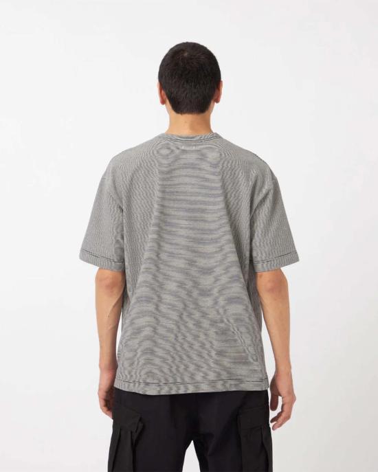  나나미카 반팔 티셔츠 마이크로 스트라이프 포켓 티셔츠 네이비/화이트 - NANAMICA