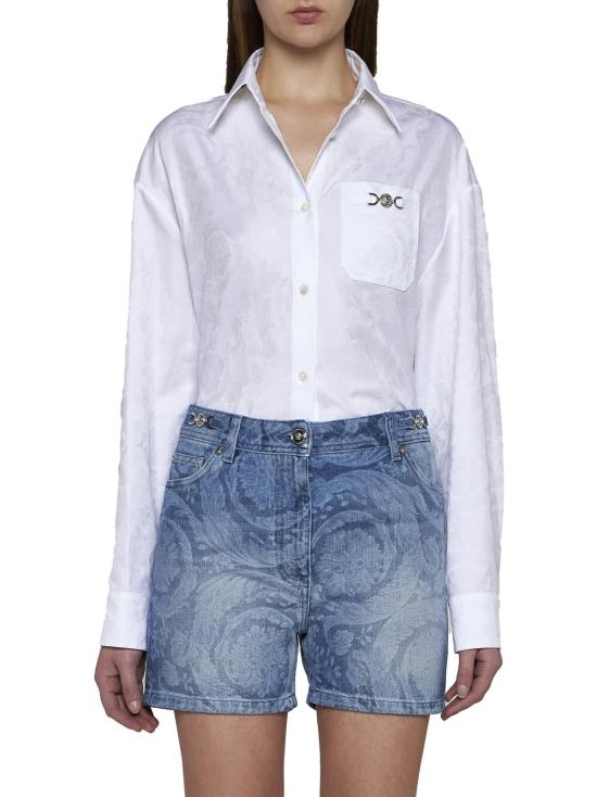  베르사체 데님 숏팬츠 슬림핏 데님 반바지 미디엄 블루 - VERSACE