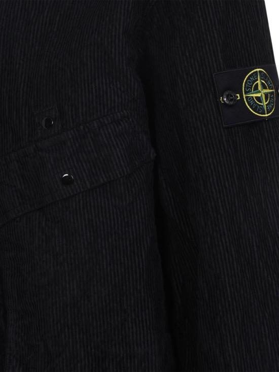 스톤 아일랜드 긴팔 셔츠 코듀로이 벨벳 오버 블랙 - STONE ISLAND