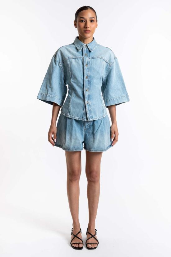  하이쿠레 데님 숏팬츠 애슐리 쇼츠 파라다이스 워시 - HAIKURE