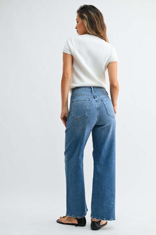  저스트 블랙 데님 데님 팬츠 패치 포켓 와이드 레그 - JUST BLACK DENIM