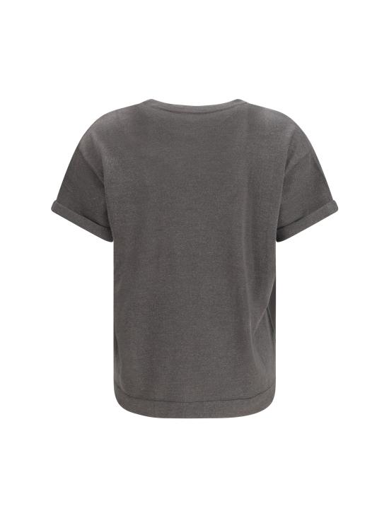 26SS 브루넬로 쿠치넬리 스파클링 캐시미어 실크 니트 티셔츠 M41810000 C079 GREY - BRUNELLO CUCINELLI