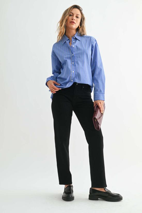  저스트 블랙 데님 데님 팬츠 미드라이즈 스트레이트 진 라이트 데님 - JUST BLACK DENIM