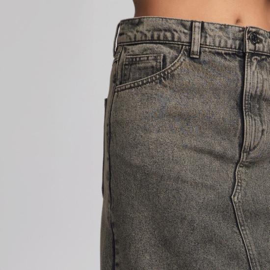  게스투즈 롱 스커트 브렌다 데님 스커트 브라운/그레이 워싱 - GESTUZ