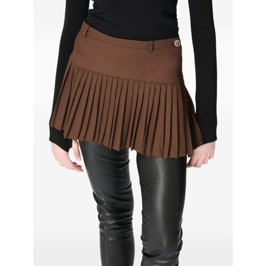  마린세르 숏 스커트 마린 세르 트윌 플리츠 미니 스커트 브라운 - MARINE SERRE