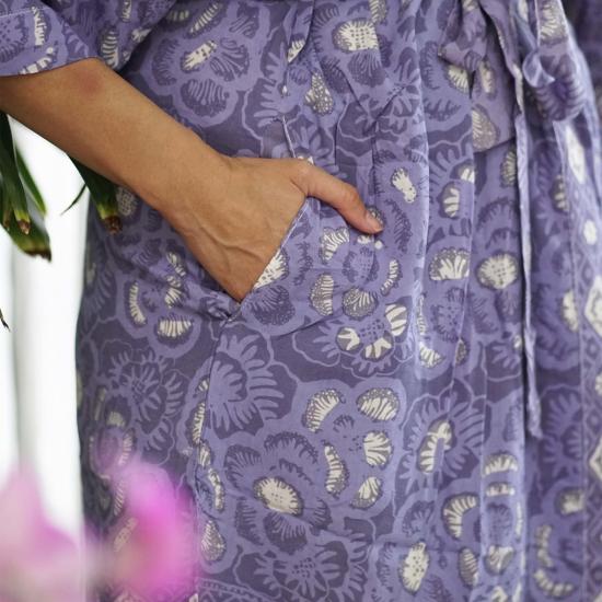  Kasih Coop 라운지 웨어 손 염색 바틱 기모노 블루 장미 - OTHER BRANDS