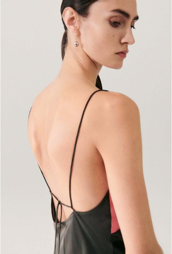  실크 런드리 롱 원피스 실크 세탁 데코 룰로 드레스 스모크/호그 워시 - SILK LAUNDRY